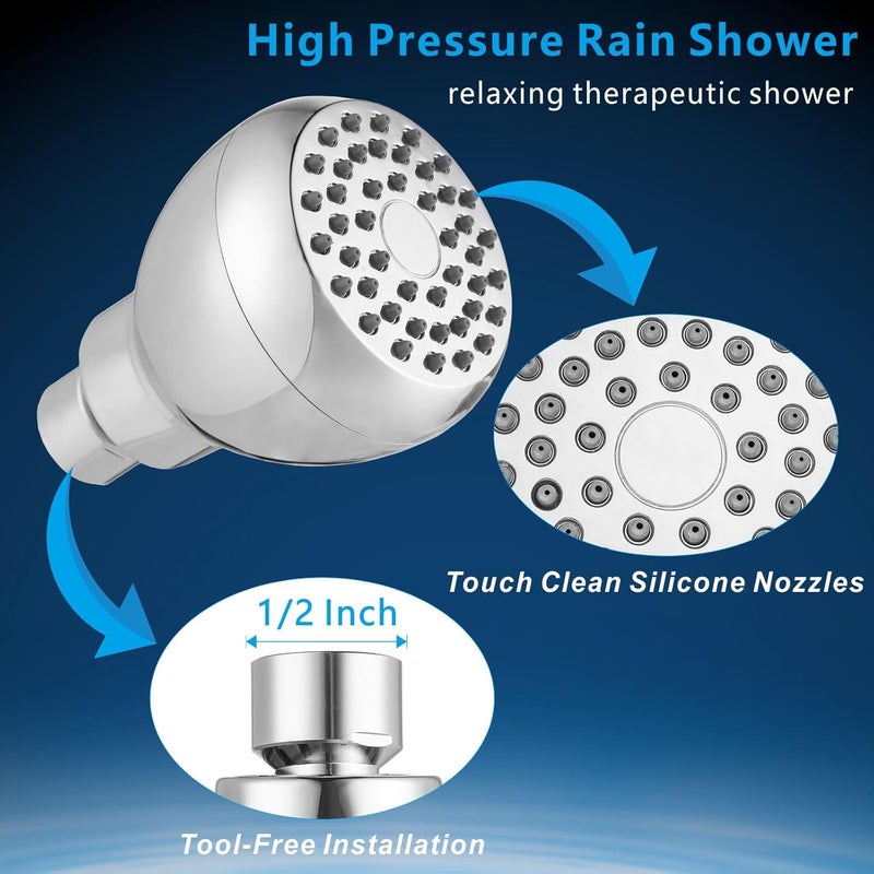 Nuodan 2 Pack High Pressure Shower Head - Powerful Bathroom Pressure Boosting Showerhead - Perfect Universal Replacement for Rain Shower Heads(Chrome) - Image 3
